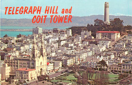 Chrome Postcard CA B556 Telegraph Hill Coit Tower San Francisco Birds Eye View - £2.59 GBP