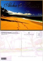 Hawaii Hale&#39;iwa Laniakea Beach Oahu&#39;s North Shore Footprints Sand VTG Postcard - £7.42 GBP