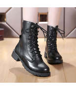 British Martin Boots Women Leather Boots Motorcycle Military Boots - $55.00