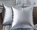 Silver Pillow Covers, Silver Throw Pillows, Silver Pillows 18X18, Silver... - $39.94