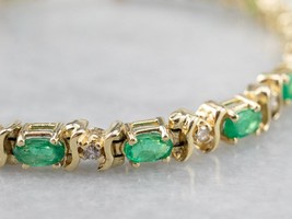 7.50Ct Oval Cut Simulated Emerald Tennis Bracelet Gold Plated925 Silver  - £155.54 GBP