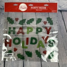 Christmas Holiday Window Cling Gel Set Happy Holidays Red Green Mistletoe - $1.00