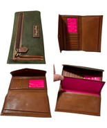 Vtg Dooney &amp; Bourke Green /Brown Leather Inner Trifold Checkbook Wallet ... - $102.64 CAD