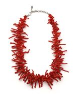 Red Reconstituted Coral Branch Necklace - 925 Sterling Silver Clasp - Wh... - $34.90+