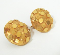 Vintage Boucher Abstract Round Gold Clip On Earrings Modern Signed 78045 - £22.94 GBP