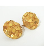 Vintage Boucher Abstract Round Gold Clip On Earrings Modern Signed 78045 - £22.99 GBP