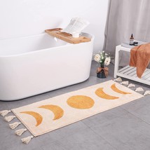 Moon Phases Bath Mat With Tassels In A Boho Bathroom Rug Runner - Half Moon - £31.07 GBP