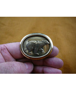 (B-bear-252) running Polar bear arctic white bears oval brass pin pendan... - $337.37 MXN