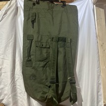 US Army Military Heavy Duty Nylon Duffle Bag Rucksack Backpack Green Vintage - £19.54 GBP