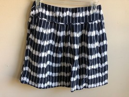 NWT Loft 0P Batik Patterned Linen Blend Mini Skirt Navy Blue White - £18.22 GBP