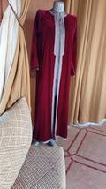 Ethnic Moroccan Red Velvet Kaftan Luxury, Embroidered Gray and Red long ... - $350.99