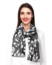 CBC CROWN Large Music Note Theme Lightweight, Silk-Feeling Fashion Scarf - £8.02 GBP