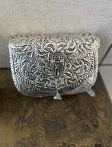 Exclusive Hand Carved silver clutch Antique Purse Wallet Hand Bag Kundan JewelrL - £62.48 GBP