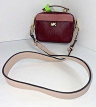 Michael Kors Mini Mott Crossbody Bag Colorblock Pebbled Leather Burgundy... - £62.94 GBP