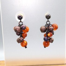 Shimmering Brown Moonglow Earrings, Lucite Beads mixed with Darker Bronze - £28.15 GBP