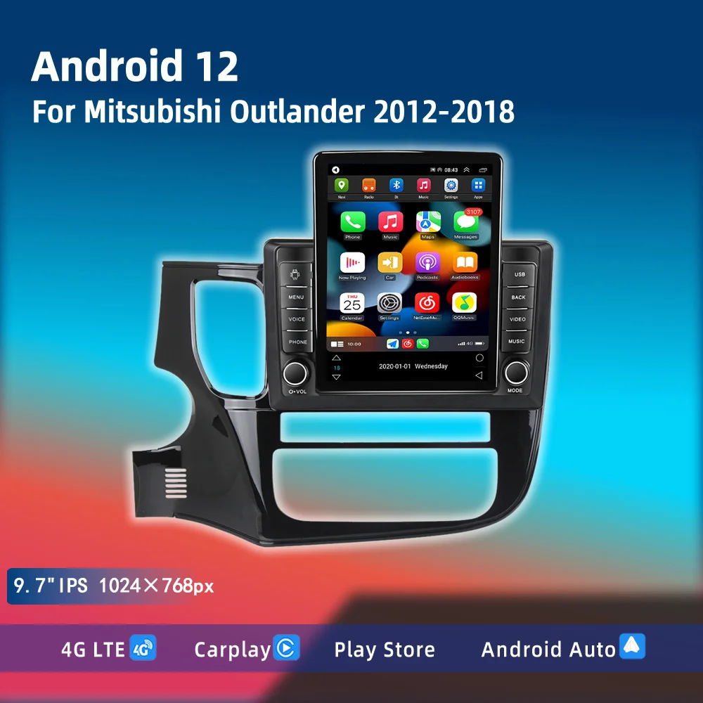 9.7&quot; Car Player For Mitsubishi Outlander 2012-2018 Carplay Tesla Auto Style - £177.77 GBP+