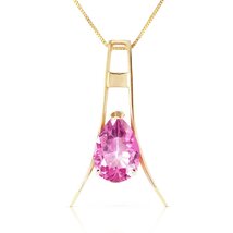 Galaxy Gold GG 14K Solid Yellow Gold Natural Pink Topaz Pendant Necklace for Wom - $839.39