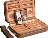 CIGAIOL Leather Cigar Humidor, Premium Travel Humidor with Lighter, Port... - $103.90
