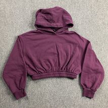 Zara Hoodie Women&#39;s Large Purple Crop Pullover Casual Cotton Blend Adults L - $27.90 CAD