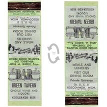 Vintage Matchbook Cover Green Tavern Bar Restaurant Roscommon Michigan 30s named - £10.05 GBP