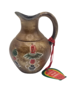 Vintage Miniature Pottery Jug Vase Authentic Indian Symbols tag Hand Pai... - £14.11 GBP