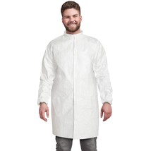 10 White Disposable Lab Coats, Elastic Wrists, No Pockets, 60 GSM, Adult... - $47.86