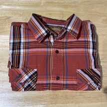 Red Camel Shirt Mens XL Long Sleeve Red Yellow Blue Plaid Pockets Button Up - $14.45