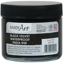 Handy Art Black Velvet India Ink 2oz Glass Jar  - £10.70 GBP
