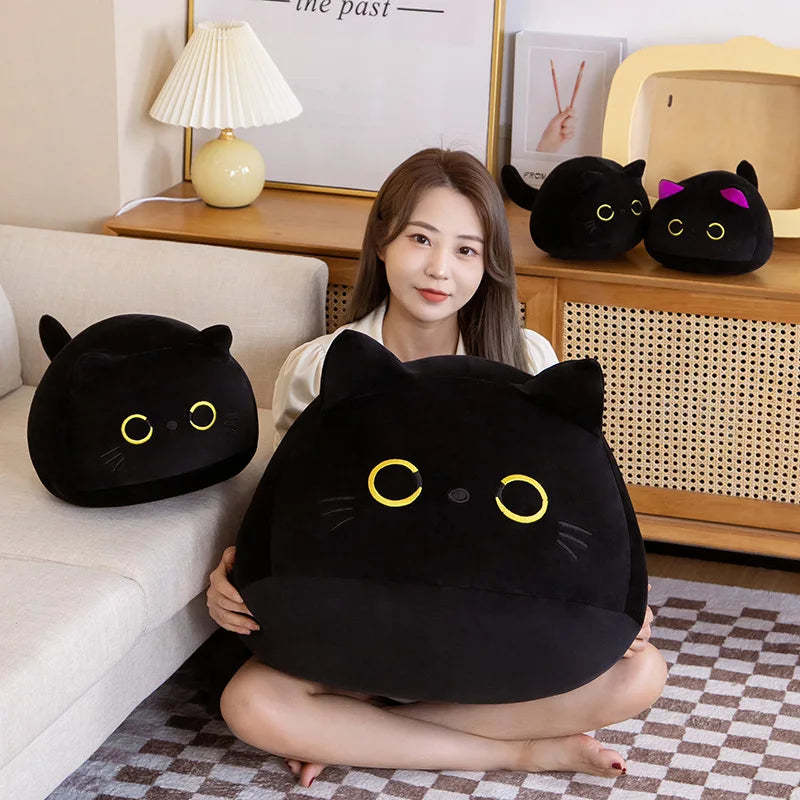 Primary image for 9cm-70cm Kawaii Big Size Plush Cat Pillow Round Black Cat Bed Cushion Sleeping T