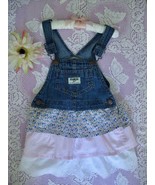 OshKosh B&#39;Gosh Denim Vest Back Overall Dress 3T Ruffled Tiers Skirt Pink... - £15.13 GBP