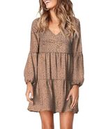 Eytino Women Long Sleeve Ruffles Casual Loose Short Mini T-Shirt Dress  ... - $23.99