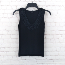 Samuel Dong Blouse Women Small Black Ribbed Sleeveless Shell Stretch Embellished - £12.78 GBP