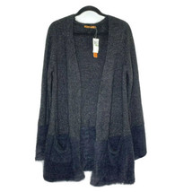 Belldini Women&#39;s size Large L/S Open Front Cardigan Sweater Black Pockets NEW - £28.68 GBP