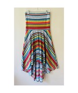 Lily Bleu Sz L Beach High Rise Dress Skirt Stretch Striped High Low Hem ... - $462.43 MXN