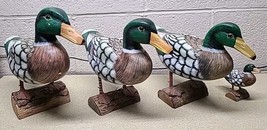 Vtg Carved Wood Mallard Ducks Decoy w/Glass Eyes - Lot of 4 - Rare! - $3,189.00 MXN