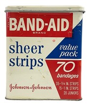 Vintage EMTPY Band Aid Metal Tin Box Sheer Strip Value Pack 70 Assorted ... - £10.54 GBP