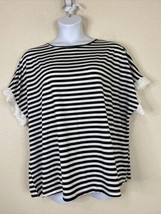 Shein Curve Womens Plus Size 4XL Blk/Wht Striped Top Short Frilly Sleeve - £9.77 GBP