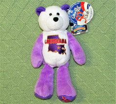 Limited Treasures Louisiana Teddy Coin Bear B EAN Bag Stuffed Animal With Tags 8&quot; - £7.16 GBP