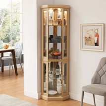 Oak Lighted Corner Curio Cabinet - Display Case for Collectibles - $5,044.31 MXN
