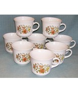 Vtg CORELLE Corning INDIAN SUMMER Cups Mugs -Set 8- Floral Orange Yellow... - £9.40 GBP