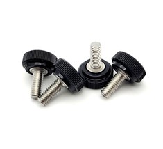 M4 Knurled Thumb Screw Bolts Multiple lengths Black Clamping Knob 304 Stainless - £11.71 GBP+