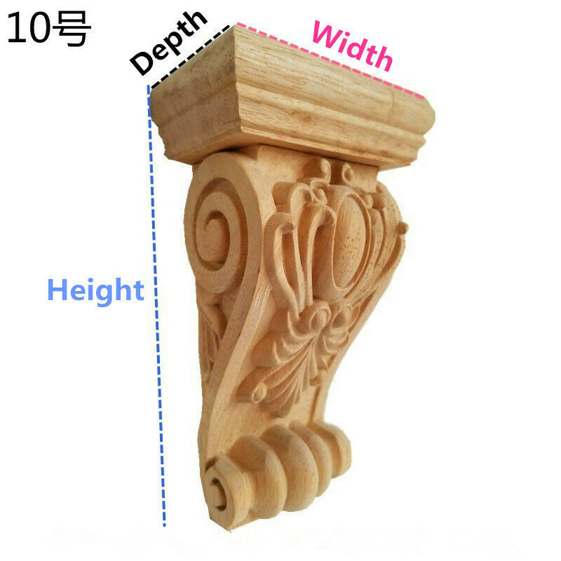 A Pair Unpainted Wood Corbel Hand-Carved Solid Onlay  - $25.76 - $218.96