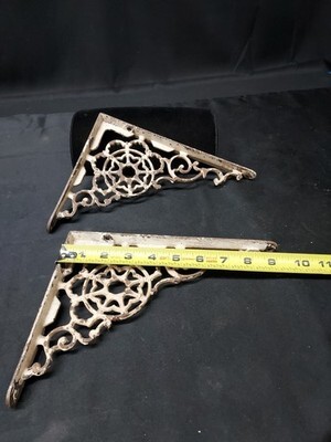 Old Cast Iron Wall Shelf Brackets Ornate Eastlake Hardware Set Pair Victorian  Item image 6