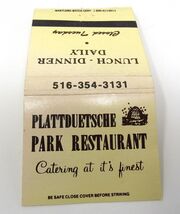 Plattduetsche Park Restaurant Franklin Square  NY Flat Matchbook Cover G... - $14.84