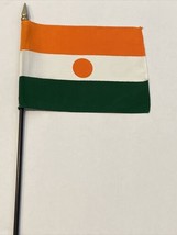 New Niger Mini Desk Flag - Black Wood Stick Gold Top 4” X 6” - $5.00