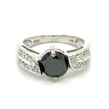 1ct Black &amp; .30ctw White Diamond Ring REAL Solid 10k White Gold 3.8 g Size 7 - £1,175.05 GBP