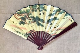 Chinese Bonsai Tree Folding Handheld Paper Fan Wall Hanging Cultural Boho - £17.55 GBP