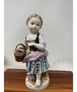 Vintage Japanese Girl With Fruit Basket Gilded Hand Painted Figurine 6-1... - $47.83 CAD