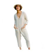 RACHEL PALLY Linen Blend Relaxed Troy Jumpsuit Size Medium Neutral Beige... - $75.00