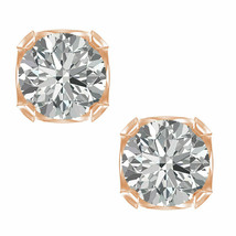 1/4 Ct Round Cut Diamond Earrings 14K Solid Rose Gold Plated Stud SCREW-BACK - £58.12 GBP